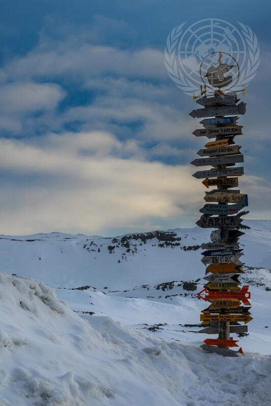 View of Refuge Totem at Base Presidente Eduardo Frei Montalva in Antarctica