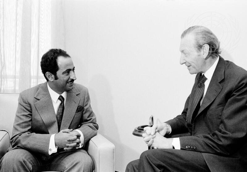 Sheikh Sultan Bin Mohammed Al-Kassimi Meets with Secretary-General Kurt Waldheim
