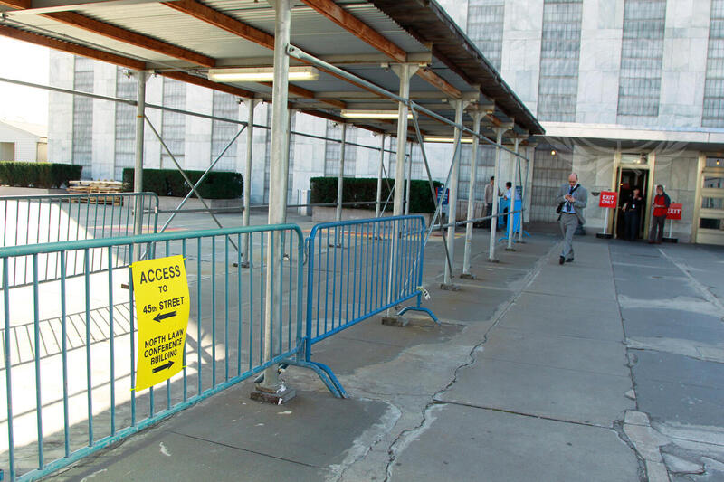 Scaffolding at Headquarters as Renovations Continue
