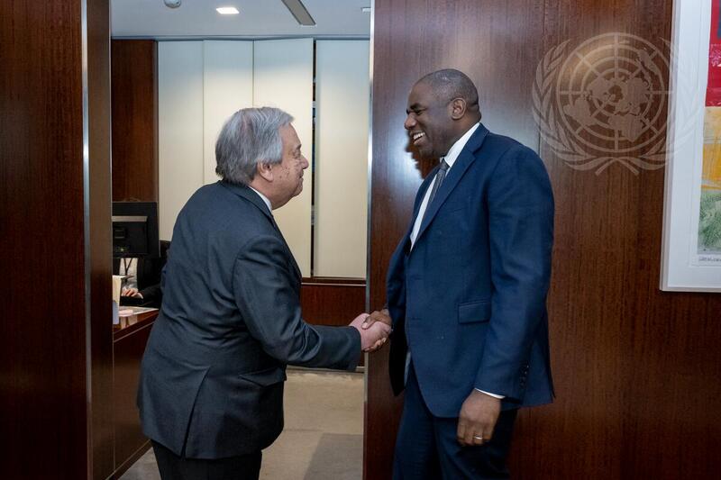Secretary-General Meets Shadow Secretary of State of United Kingdom