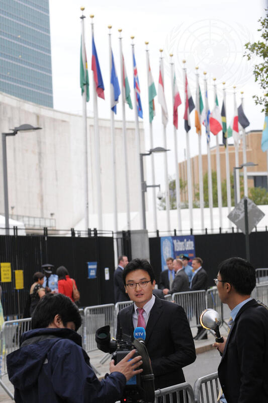 Media Crews Cover Events Unfolding at UN Headquarters