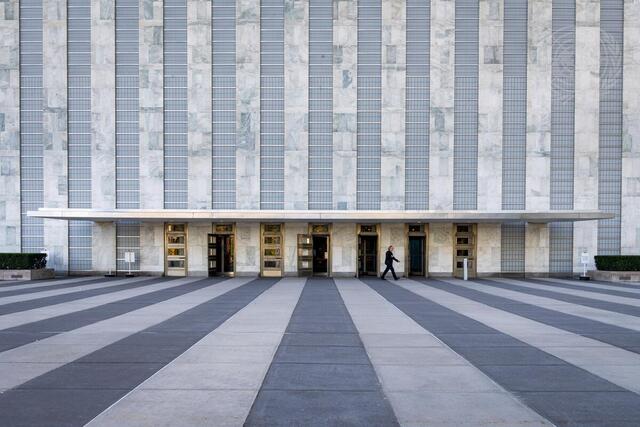 View of General Assembly Building Entrance at UN Headquarters