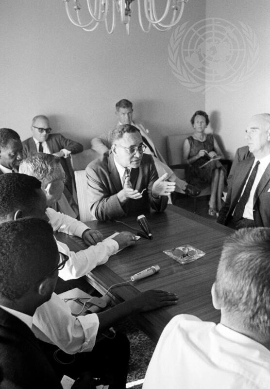 Dr. Ralph J. Bunche Holds Press Conference in Leopoldville
