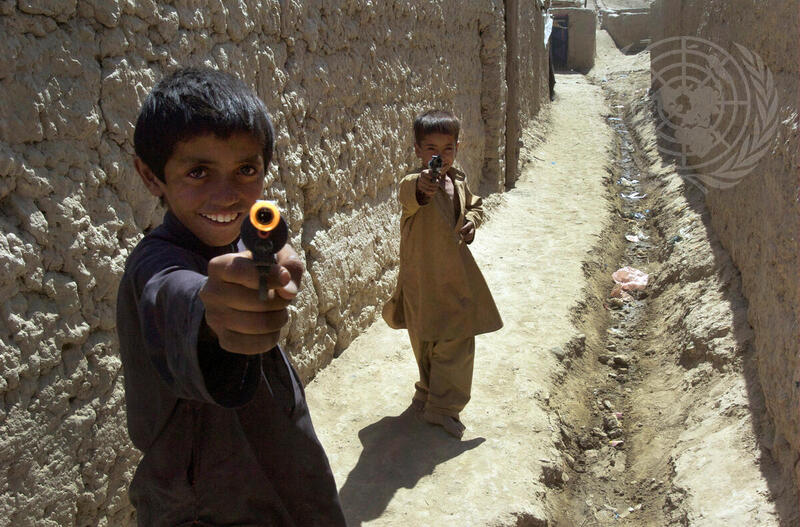 Boys Play with Toy Guns in Bagram, Afghanistan