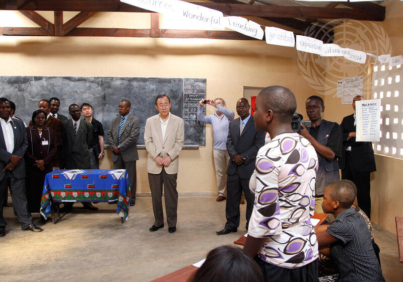 Secretary-General Visits Millennium Village School in Malawi