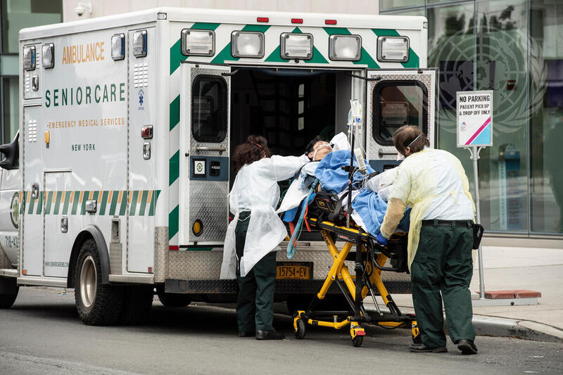 Scene Outside Mount Sinai Hospital in Queens during COVID-19