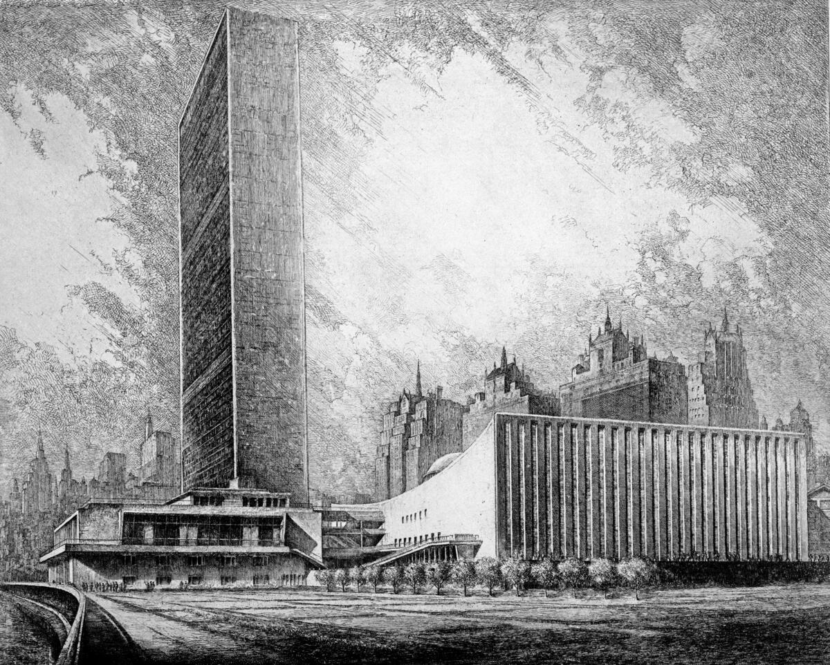 Louis Orr's Etching of UN Headquarters