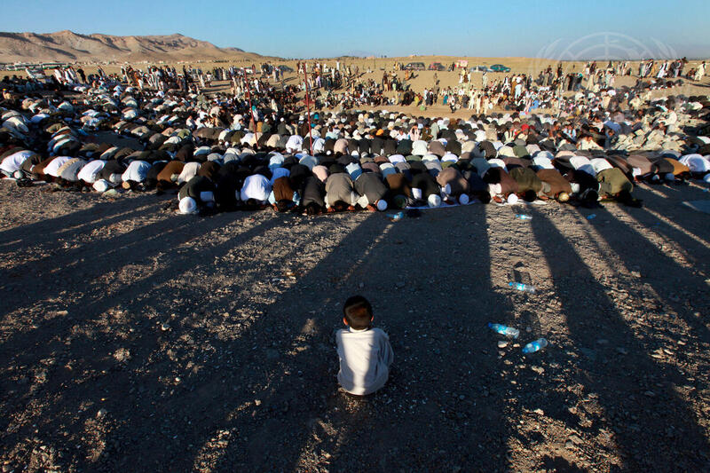 Men Gather for Mass Prayer in Herat