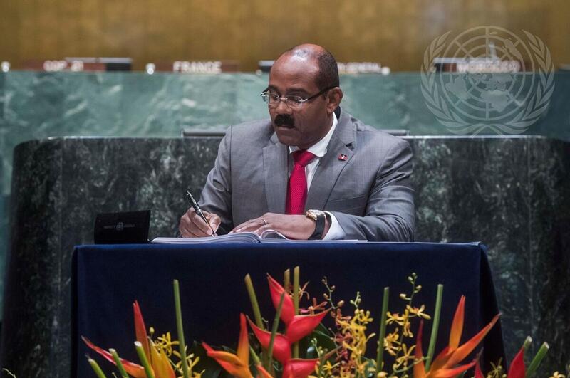 Prime Minister of Antigua and Barbuda Signs Paris Agreement on Climate Change