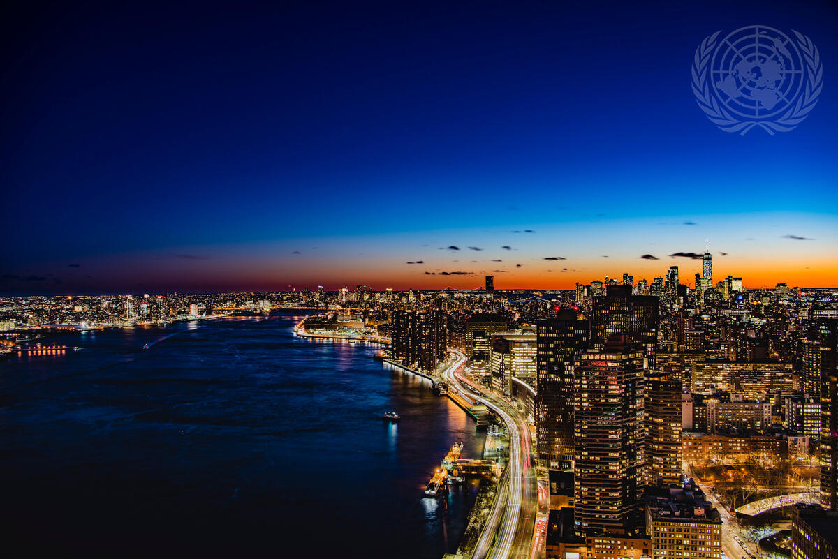 View of Manhattan Skyline from UN Headquarters