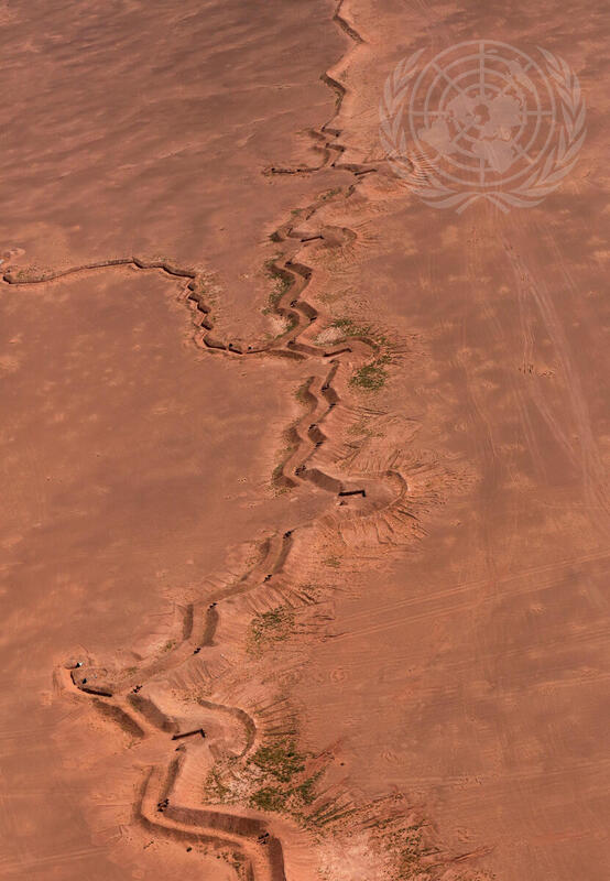 Aerial View of Sand Berm in Western Sahara