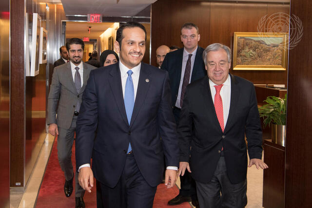 Secretary-General Meets Deputy Prime Minister, Foreign Minister of Qatar