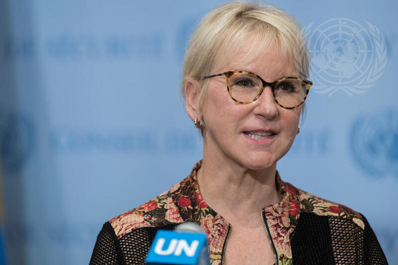 Foreign Minister of Sweden and President of Security Council Briefs Press