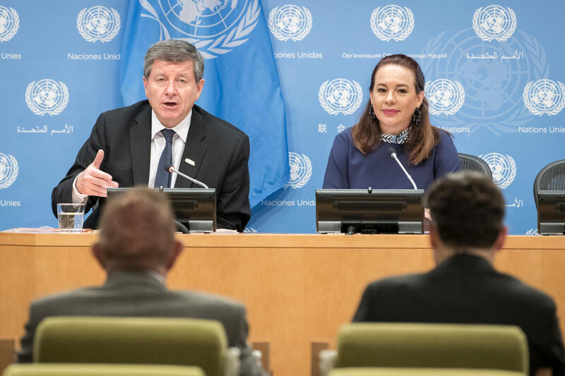 General Assembly President and ILO Director General Briefs Press on 100th Anniversary of ILO
