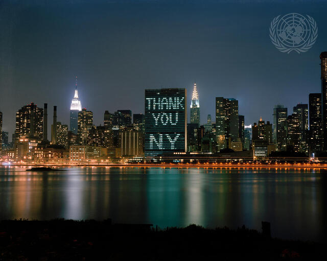 United Nations Lights Up to Thank New York