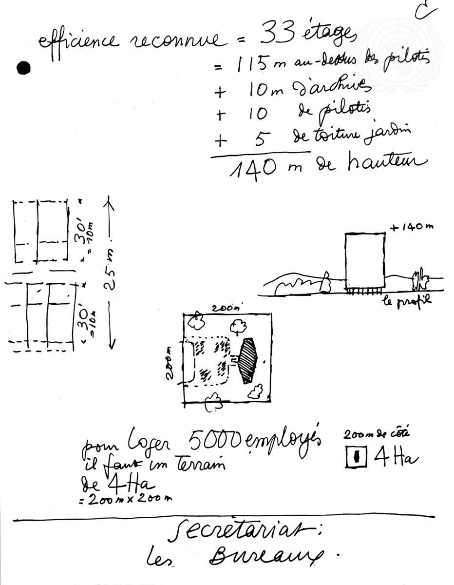 Sketch of United Nations Headquarters