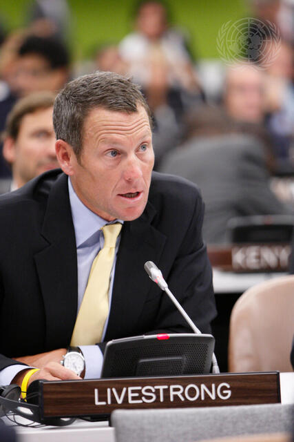 Cyclist Lance Armstrong Speaks at NCDs Side Event
