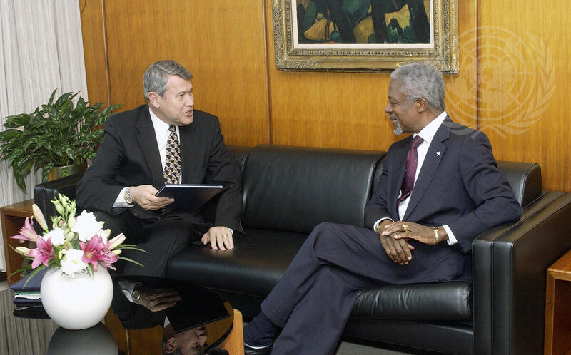 Secretary-General Meets with Chair and President of Stanley Foundation