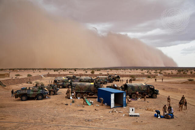 Sandstorm over French Military Camp in Kidal, Mali