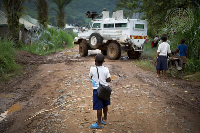 MONUSCO Peacekeepers Patrol Town of Pinga, Noth Kivu