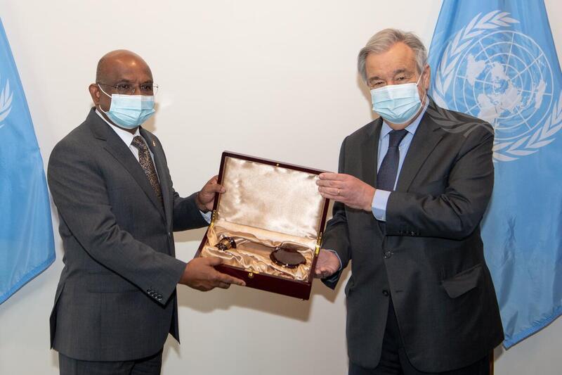 Secretary-General Hosts Ceremony in Honour of President of 76th UN General Assembly