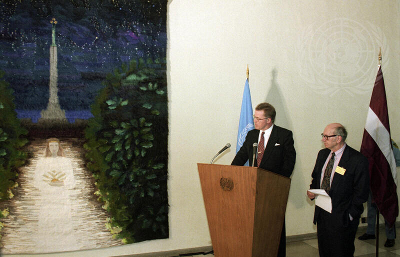 President of Latvia Presents Gift to United Nations