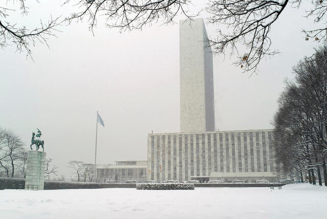 United Nations New York Headquarters in Winter
