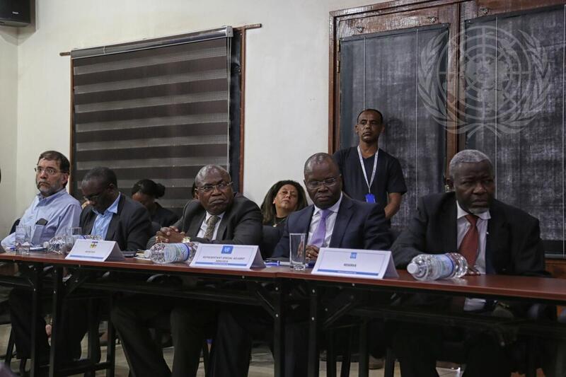 Officials in Bangui during Video Teleconferencing of UN Headquarters High-level Meeting