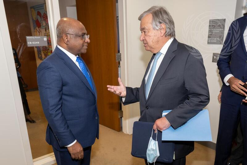 Secretary-General Meets with President of 76th Session of UN General Assembly