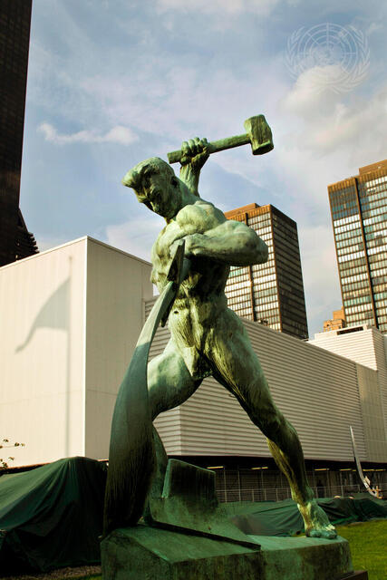 UN Headquarters Sculpture During Renovations