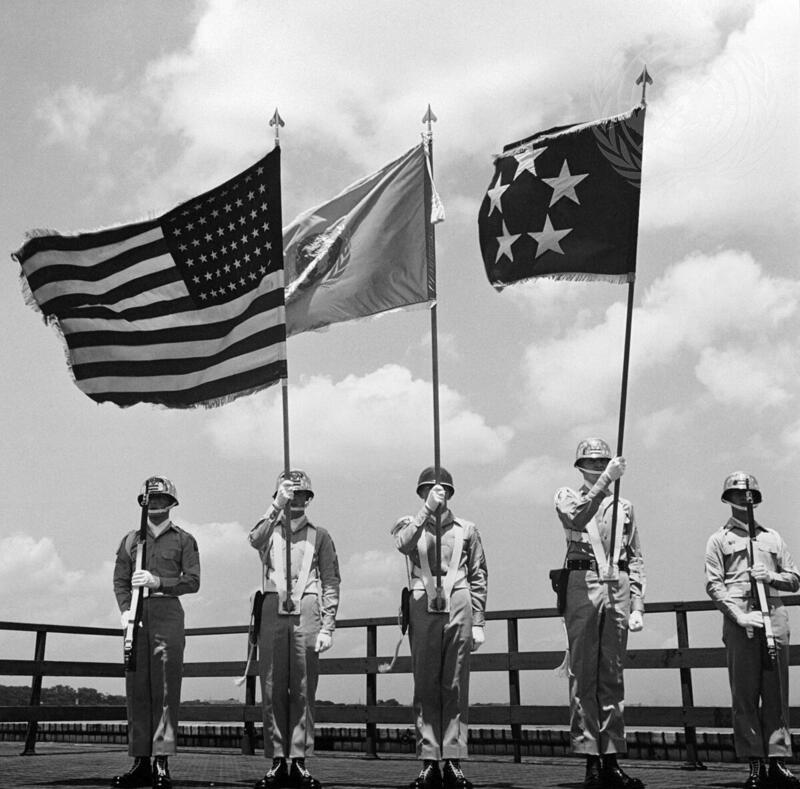 General MacArthur Receives United Nations Flag in Tokyo