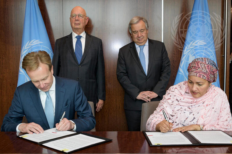 UN and WEF Sign MOU on Strategic Partnership Framework for 2030 Agenda