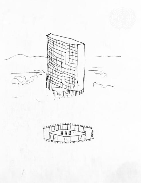 Sketch of United Nations Headquarters