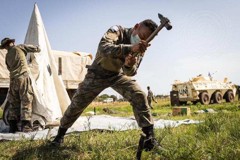 UNMISS Peacekeepers Build Temporary Operating Base Near Terekeka Village