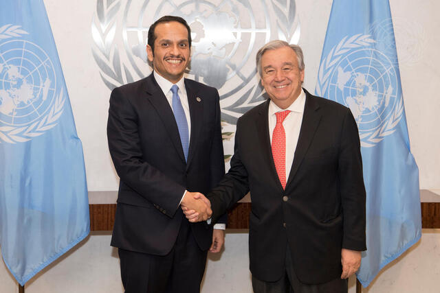 Secretary-General Meets Deputy Prime Minister, Foreign Minister of Qatar