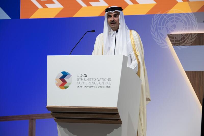 Emir of Qatar Addresses Plenary Session of the Least Developed Countries Conference in Doha, Qatar