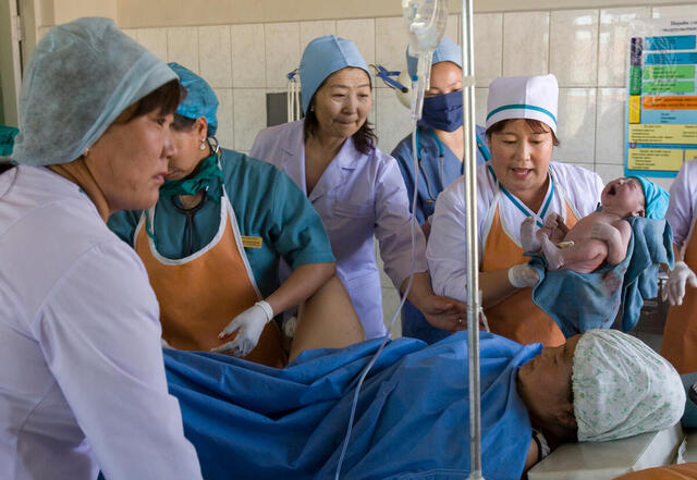 Newborn Child Delivered in Mongolia Hospital