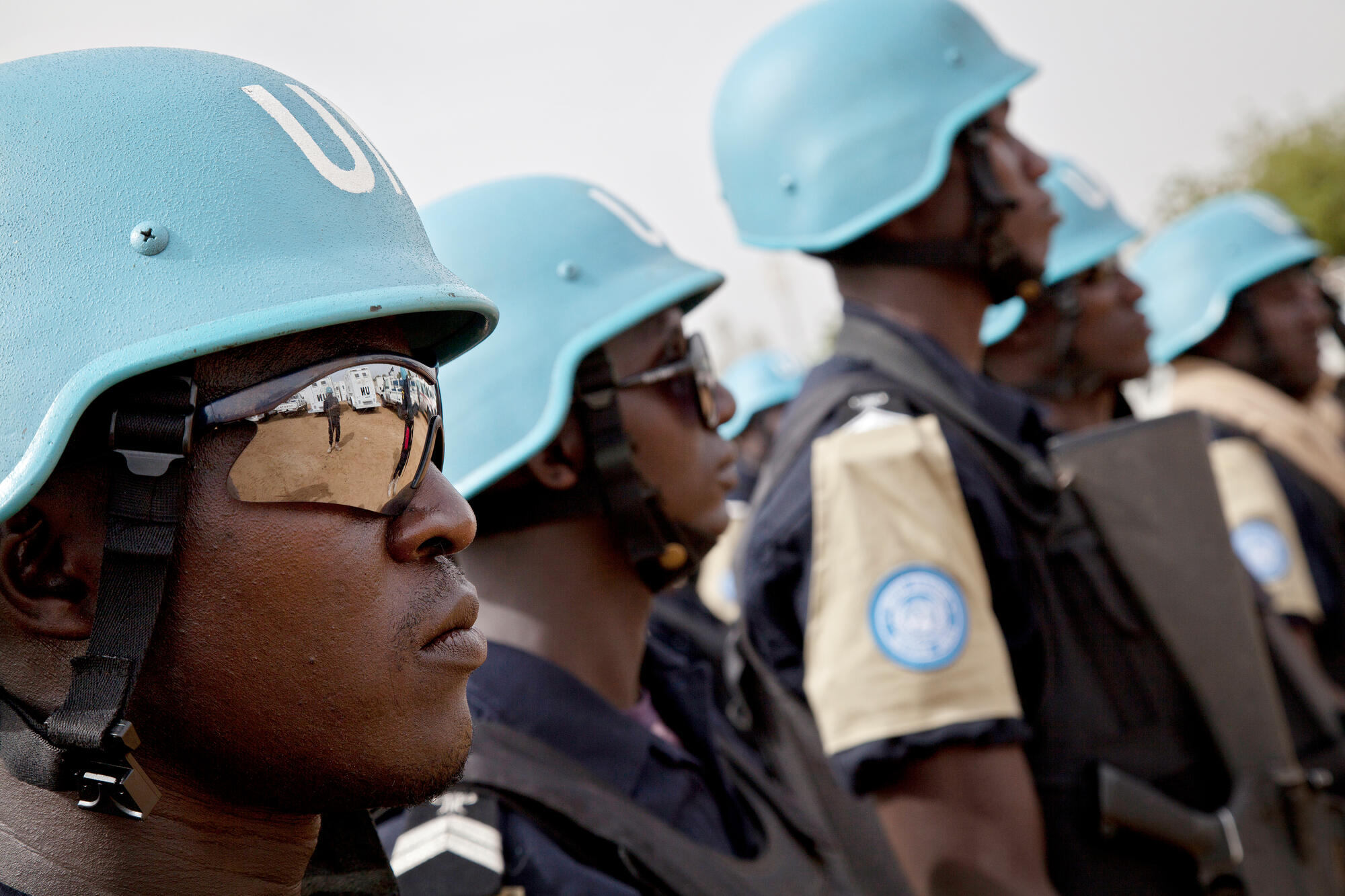Senegalese UN Police (UNPOL) officers get ready for their daily patrol on the streets of Gao, Mali.