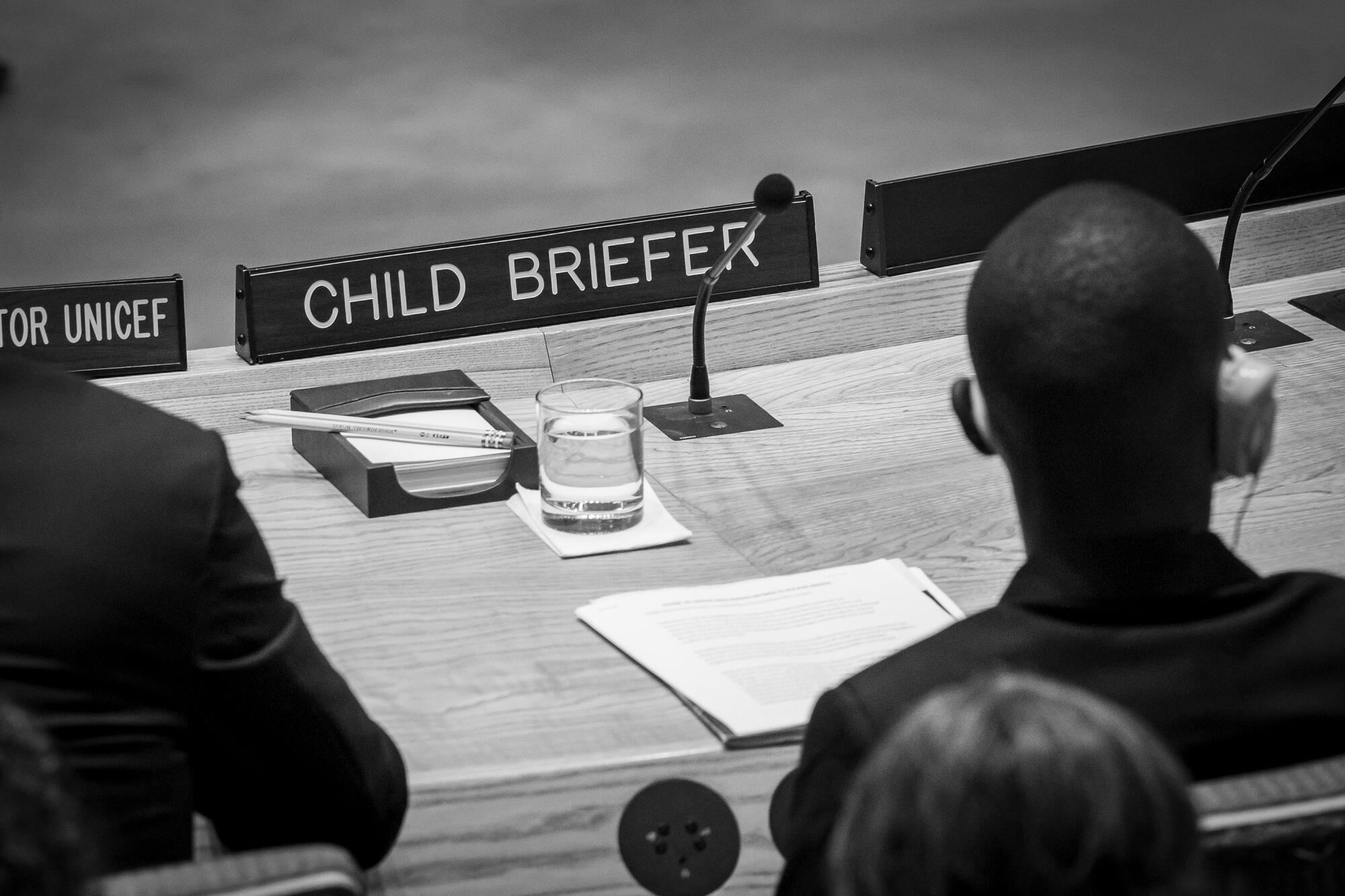 A child briefer attends the Security Council meeting on children and armed conflict on the theme “How to advance our collective norms towards protecting children and ending all grave violations”. The Council heard a Report of the Secretary-General on children and armed conflict.